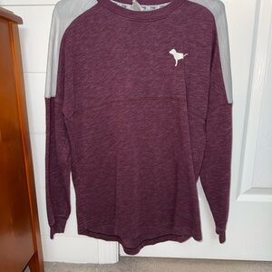 PINK Victoria's Secret Maroon and Gray Sweatshirt